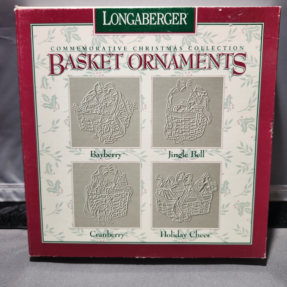 1997 Longaberger Basket Pewter Christmas Ornaments Set Of 4